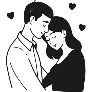 Artistic silhouette of a young couple in love vector