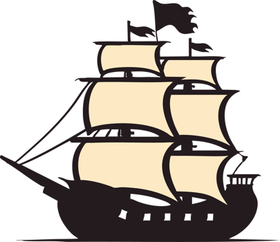 Classic Black and White Pirate Ship png