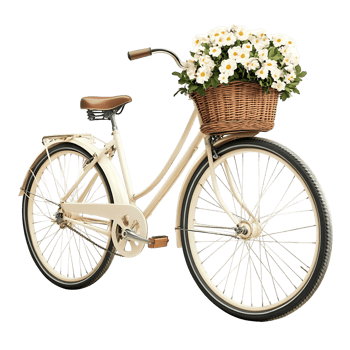 Vintage Bicycle with a Basket of Daisies png