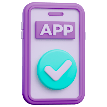 A purple and purple phone with an app icon png