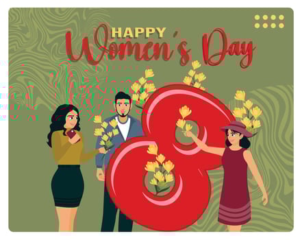 Celebrating International Women's Day with Festive Flowers and Designs. vector