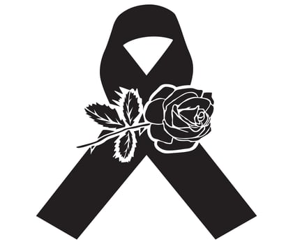 Ribbon silhouette breast cancer awareness and elegant rose decoration vector