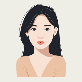 Portrait of a Woman with Long Black Hair vector