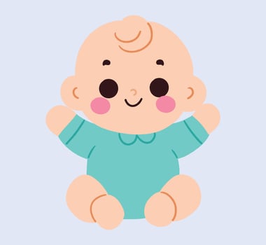 A cartoon baby sitting on the floor vector
