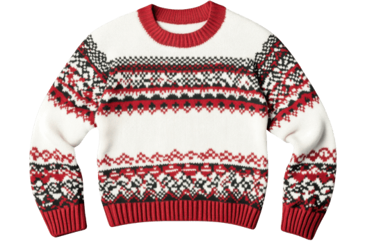 fair isle knit sweater red and white pattern isolated png