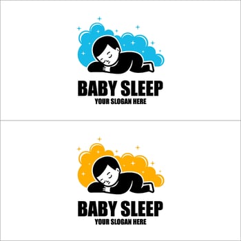 baby mascot logo sleeping cloud comfortably. Sweet dream illustrations. cute baby sleep vector
