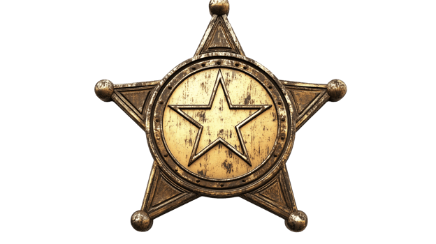 Vintage sheriff badge isolated on transparent background, png