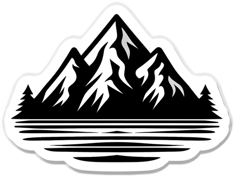 A black and white mountain sticker png