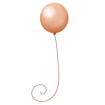 A brown watercolor balloon with a curved string png