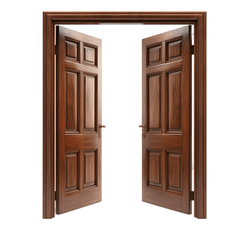 an open wooden door a transparent background. png