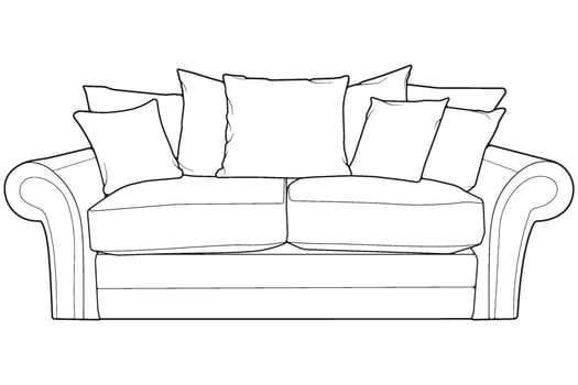 a drawing of a couch with pillows vector
