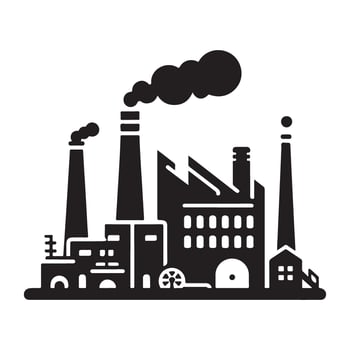 Detailed Silhouette Industrial Factory with Smoke Illustration vector