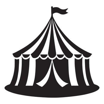 Circus Tent Silhouette Illustration with Striped Design vector