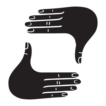Silhouette of Two Hands Forming a Frame Illustration vector