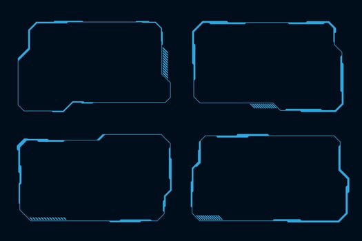 Futuristic hi tech frame cyberpunk style design element. Technology HUD sci-fi design. vector