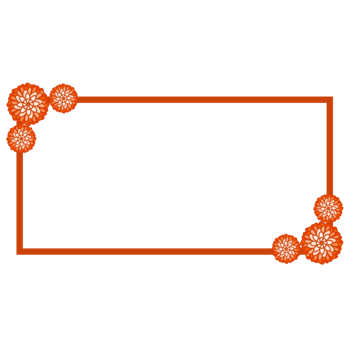 An orange rectangle frame with orange flowers png