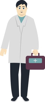 Young Male Doctor Holding Medical Bag vector