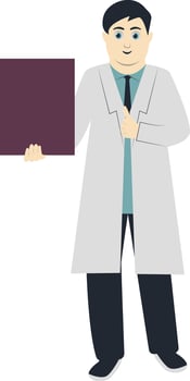 Young Man Doctor Holding Clipboard Illustration vector