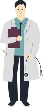 Young Man Doctor Holding Clipboard vector