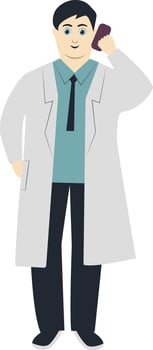Young Male Doctor in White Coat vector
