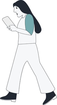 Young Lady Walking in Street Concept vector