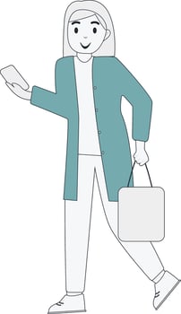 Female Walking Concept with Bag vector