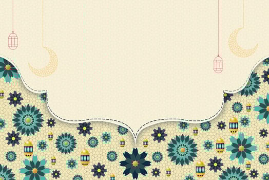 A decorative background featuring traditional lanterns and floral elements, perfect for Islamic celebrations including Ramadan, Eid festivals, and Hari Raya. vector