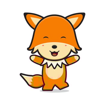 Cute happy fox character cartoon icon illustration vector