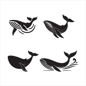 Editable Whale Silhouette Set in EPS Format vector