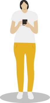Businesswoman Holding Mobile Phone with Casual Clothes vector