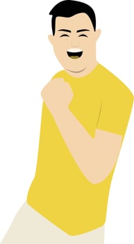Young Men Laugh with Yellow Clothes vector