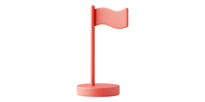 Red flag icon on stand isolated on transparent background png