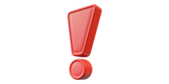 Red exclamation mark sign isolated on transparent background png