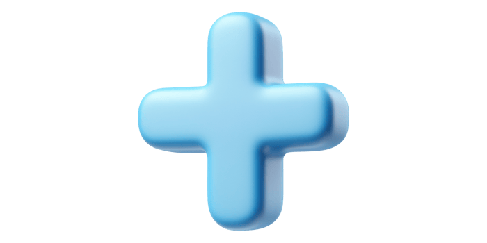 Blue 3d plus sign isolated on transparent background png