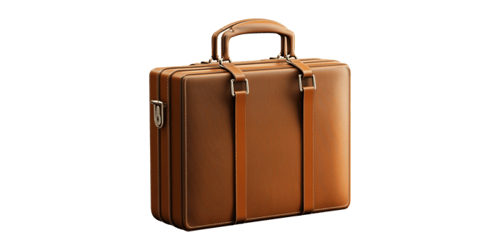 Brown leather briefcase with handle isolated on transparent background png