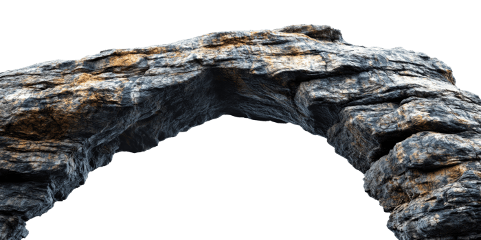 Natural stone arch formation isolated on transparent background png