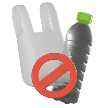 3D render, No Plastic Bottle and Bag for Eco-Friendly and Sustainable Design, Icon Illustration png
