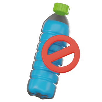 3D render, No Plastic Bottle for Eco-Friendly and Sustainable Design, Icon Illustration png