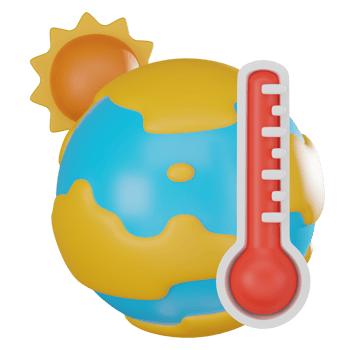 3D render, Earth Globe and Hot Thermometer Symbolizing Climate Change, Icon Illustration png