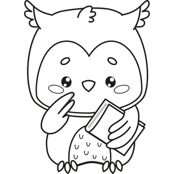 Outline Wise Owl with book drawing png