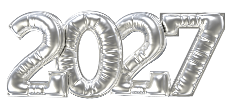 Number 2027 Silver 3D Redner png