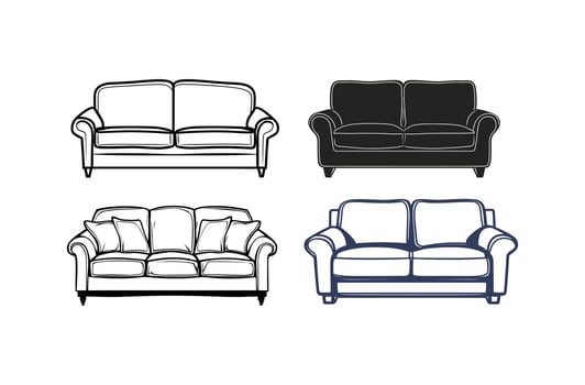 Set of furniture Silhouette design vector