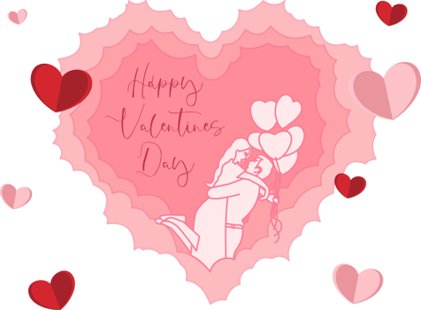 happy valentines day background with illustration of romantic couple hugging png