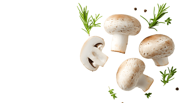 Button Mushrooms, Rosemary, Thyme, and Peppercorns png