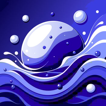 Dynamic Water Splash with Blue and White Bubbles in Fluid Movement vector