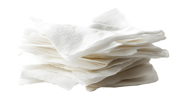 A stack of clean, white napkins arranged neatly. png