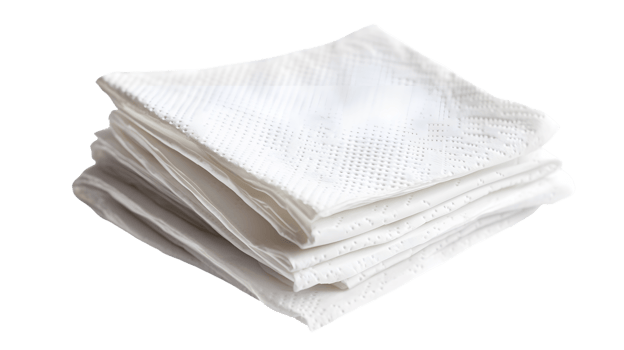 A stack of white paper napkins, commonly used for dining and cleaning purposes. png