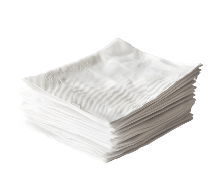 A stack of white paper napkins, commonly used for dining or cleaning purposes. png