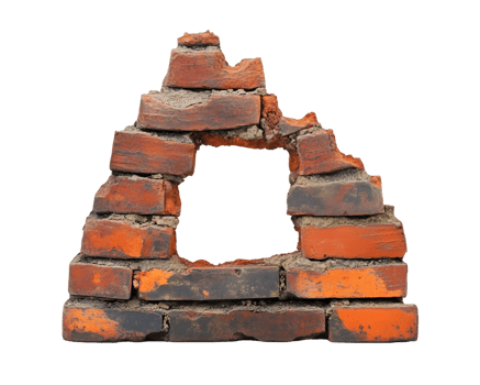 Damaged Brick Wall with Central Aperture png