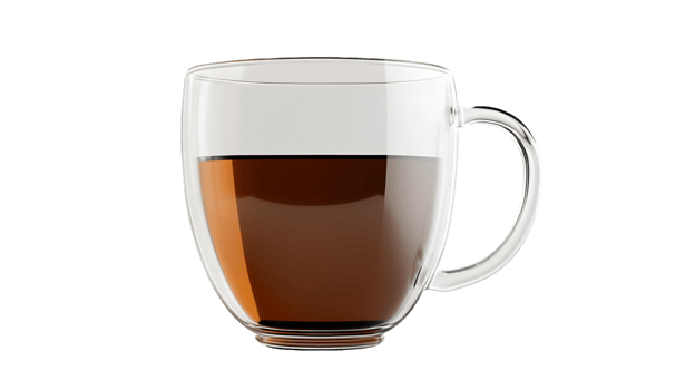Clear Glass Mug with Amber Liquid png